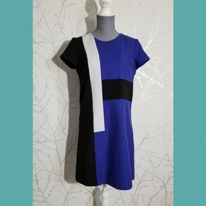 Cue Australia Blue Color block Sheath Dress